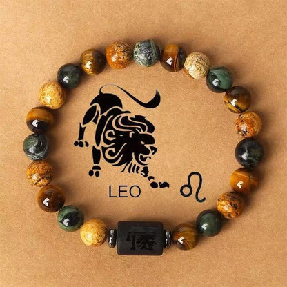 Zodiac Signs Round Stone Elastic Bracelets for Everyday Wear