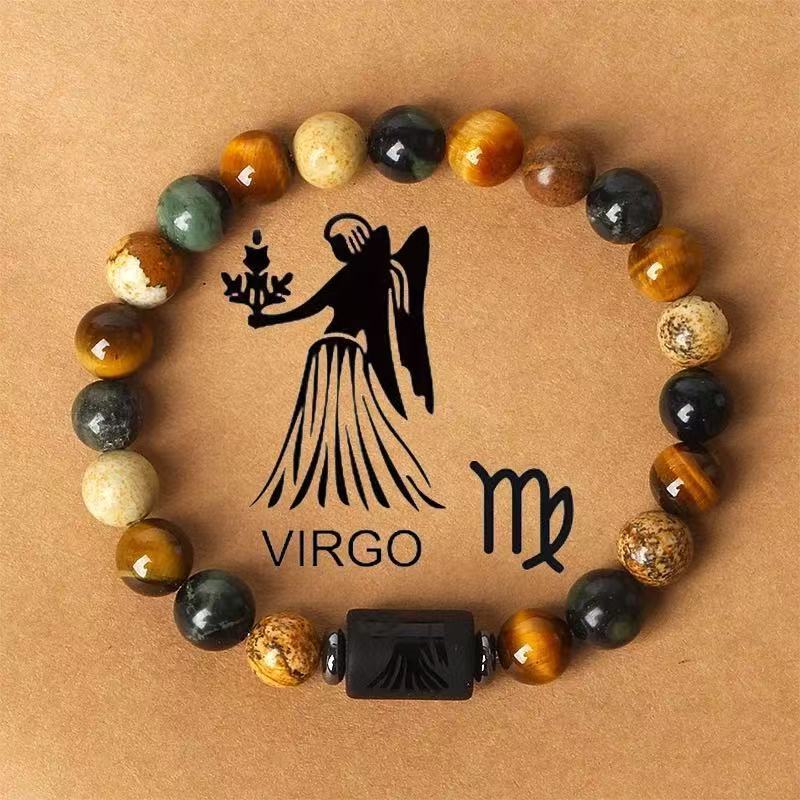 Zodiac Signs Round Stone Elastic Bracelets for Everyday Wear