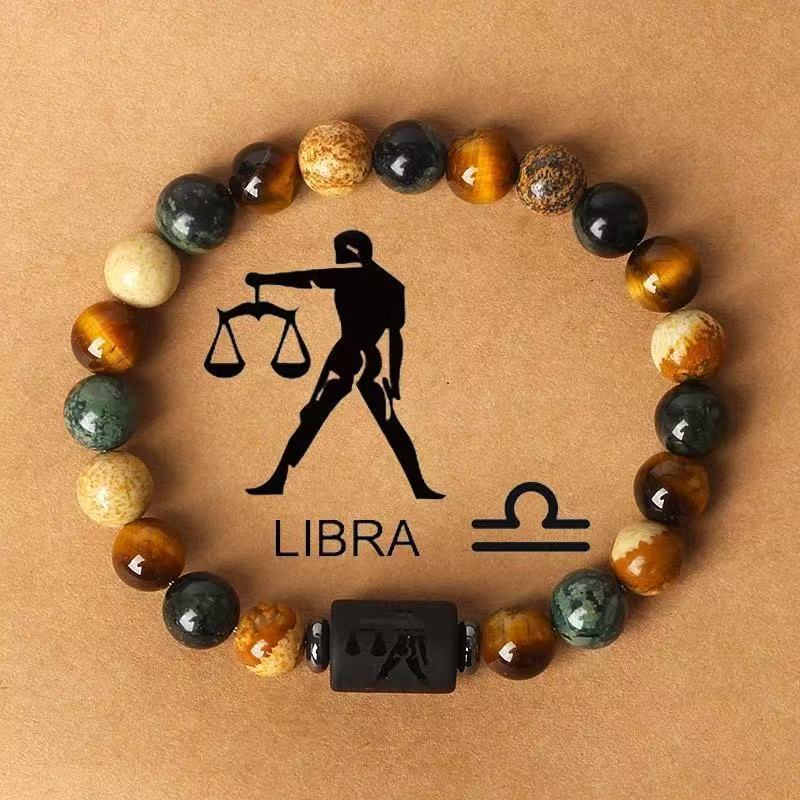 Zodiac Signs Round Stone Elastic Bracelets for Everyday Wear