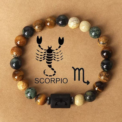 Zodiac Signs Round Stone Elastic Bracelets for Everyday Wear