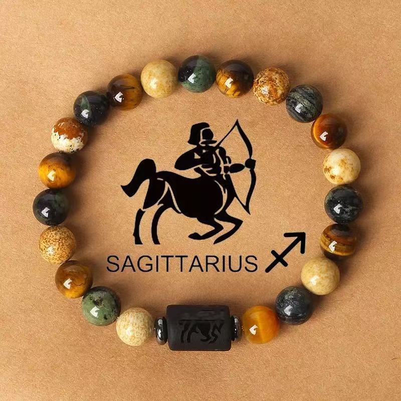 Zodiac Signs Round Stone Elastic Bracelets for Everyday Wear