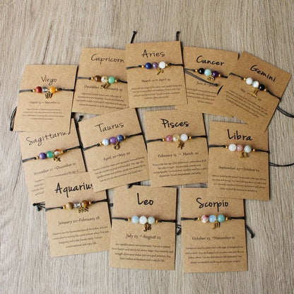 Zodiac Signs Round Stone Bracelets for Everyday Wear