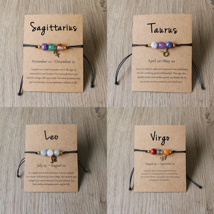 Zodiac Signs Round Stone Bracelets for Everyday Wear