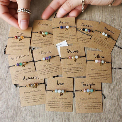 Zodiac Signs Round Stone Bracelets for Everyday Wear