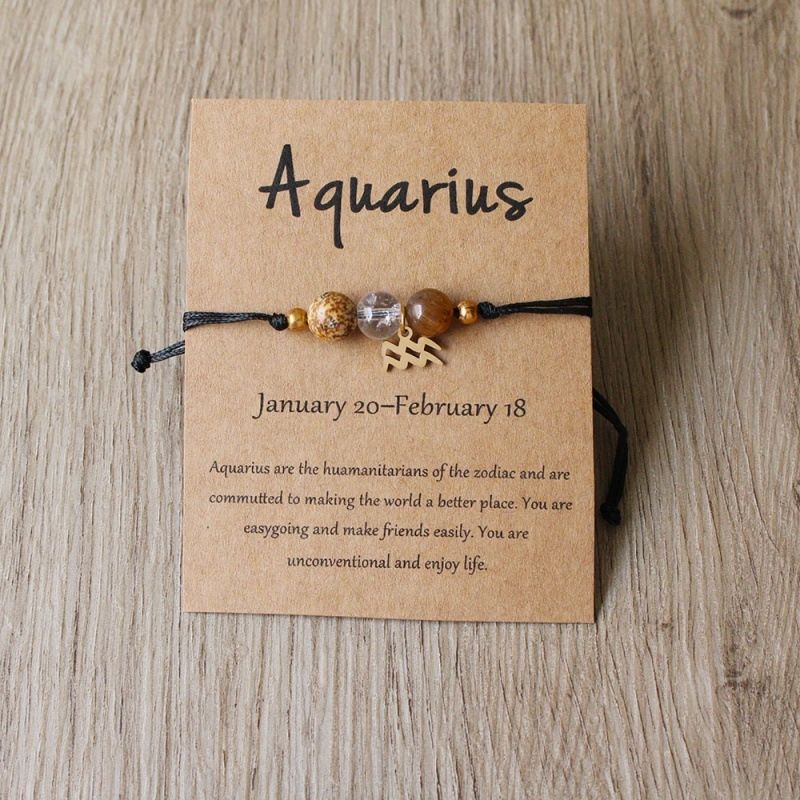 Zodiac Signs Round Stone Bracelets for Everyday Wear