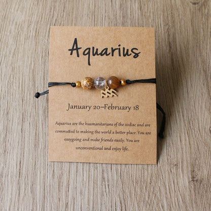 Zodiac Signs Round Stone Bracelets for Everyday Wear