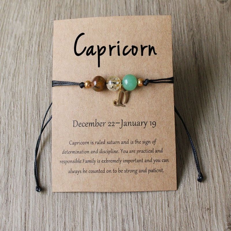 Zodiac Signs Round Stone Bracelets for Everyday Wear