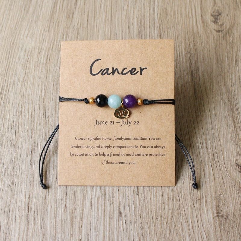Zodiac Signs Round Stone Bracelets for Everyday Wear