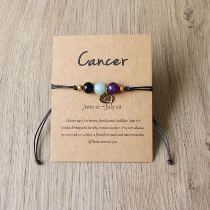 Zodiac Signs Round Stone Bracelets for Everyday Wear