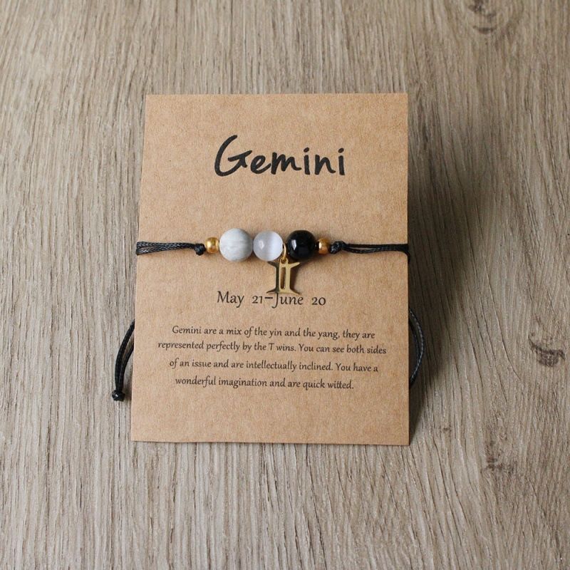Zodiac Signs Round Stone Bracelets for Everyday Wear