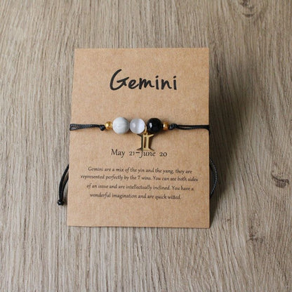Zodiac Signs Round Stone Bracelets for Everyday Wear