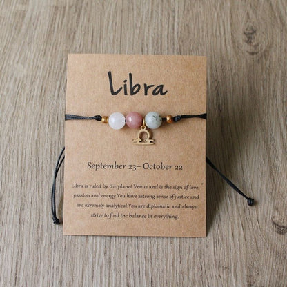 Zodiac Signs Round Stone Bracelets for Everyday Wear