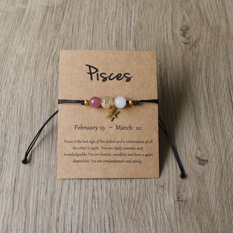 Zodiac Signs Round Stone Bracelets for Everyday Wear