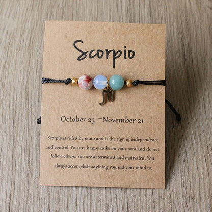 Zodiac Signs Round Stone Bracelets for Everyday Wear