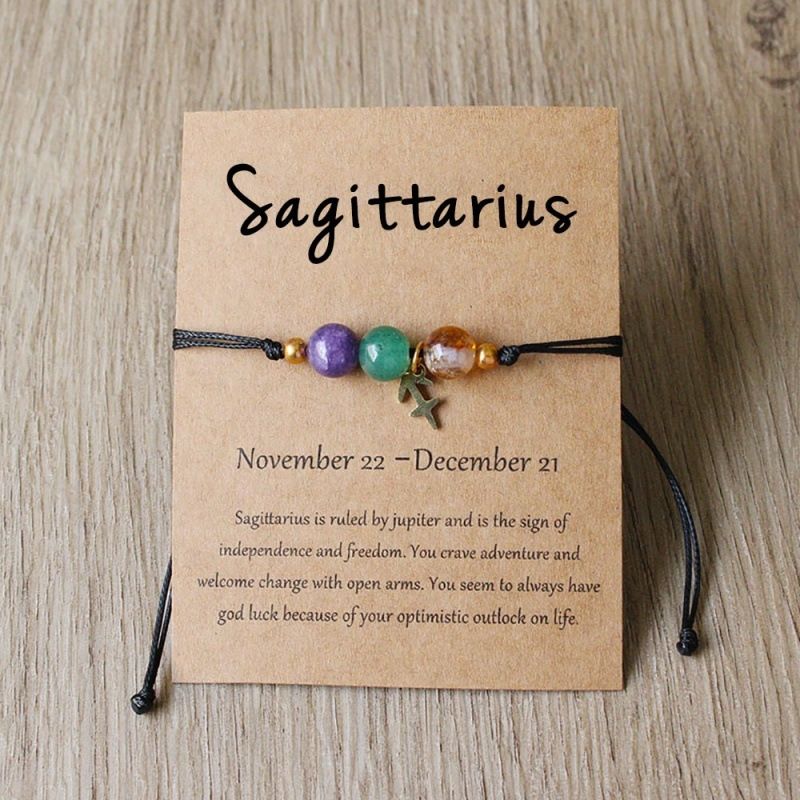 Zodiac Signs Round Stone Bracelets for Everyday Wear