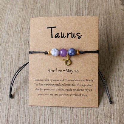 Zodiac Signs Round Stone Bracelets for Everyday Wear