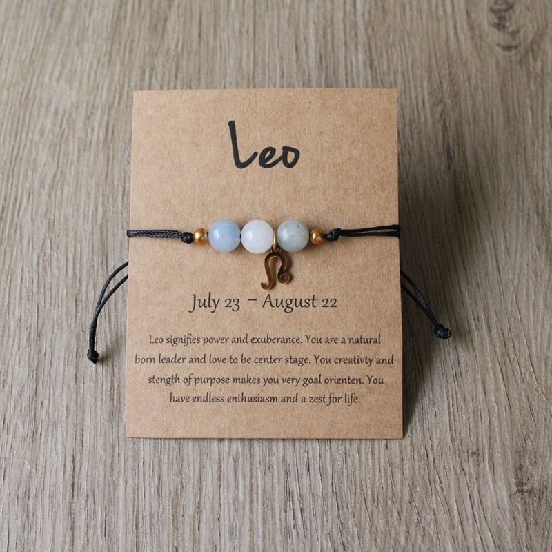 Zodiac Signs Round Stone Bracelets for Everyday Wear