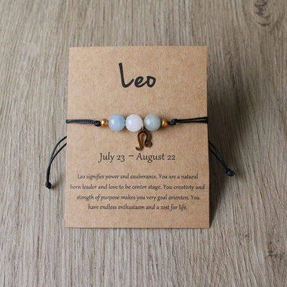 Zodiac Signs Round Stone Bracelets for Everyday Wear