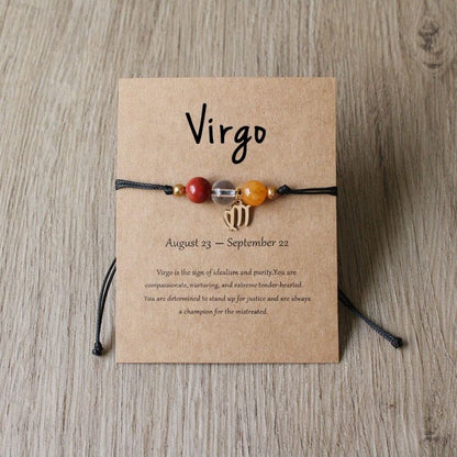 Zodiac Signs Round Stone Bracelets for Everyday Wear