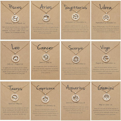 Zodiac Signs CZ Charm Gold Color Necklace for Everyday Wear