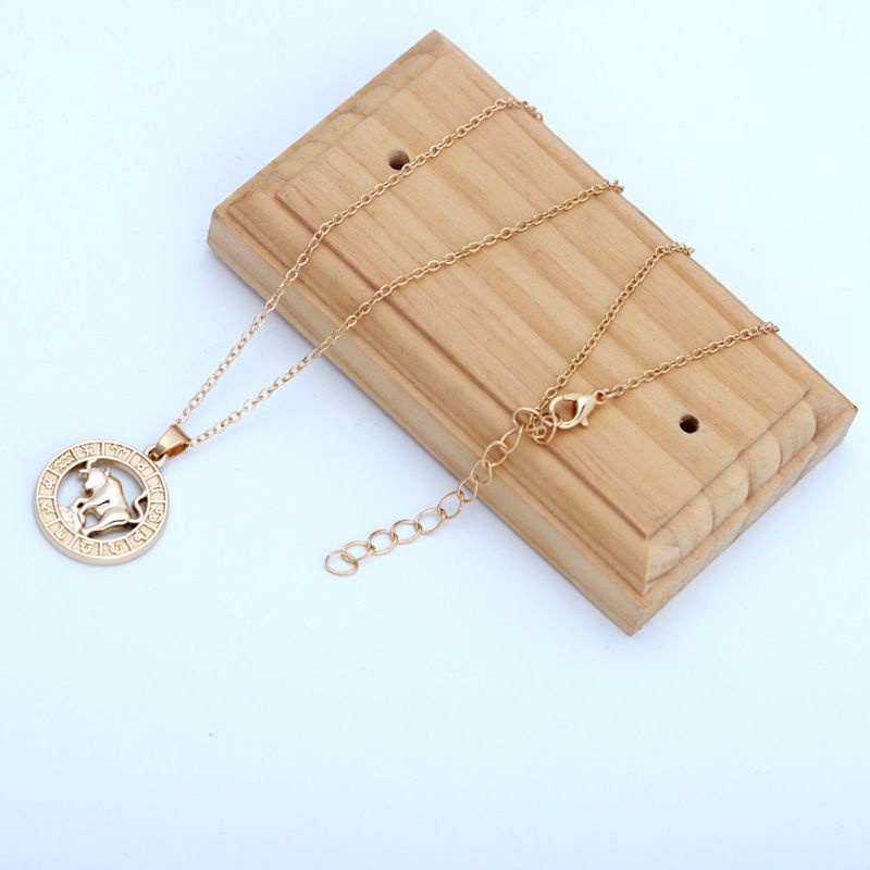 Zodiac Signs CZ Charm Gold Color Necklace for Everyday Wear
