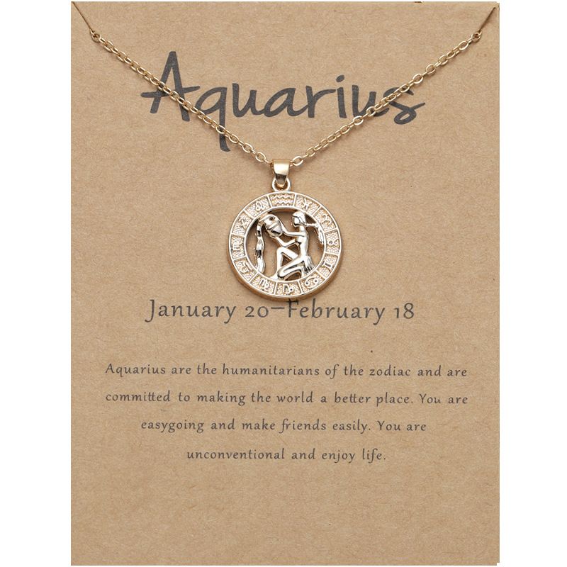 Zodiac Signs CZ Charm Gold Color Necklace for Everyday Wear