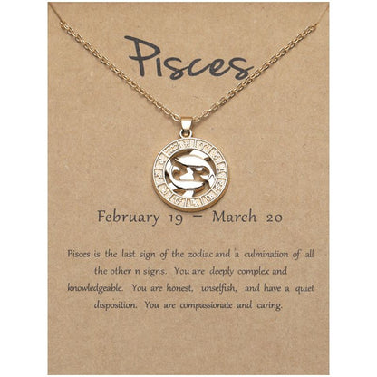Zodiac Signs CZ Charm Gold Color Necklace for Everyday Wear