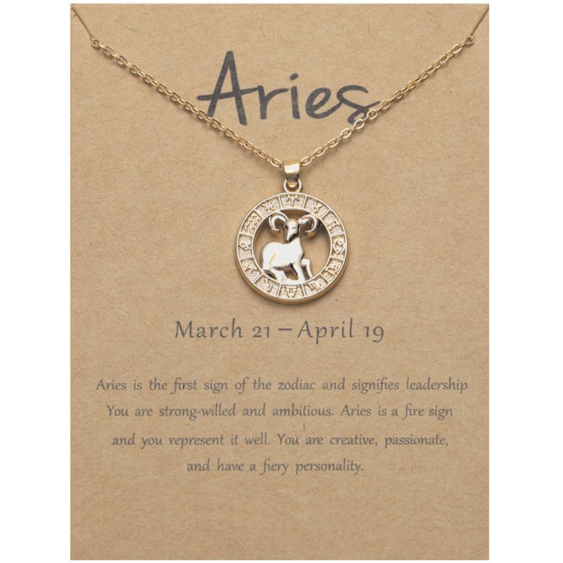 Zodiac Signs CZ Charm Gold Color Necklace for Everyday Wear