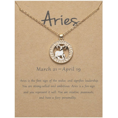 Zodiac Signs CZ Charm Gold Color Necklace for Everyday Wear