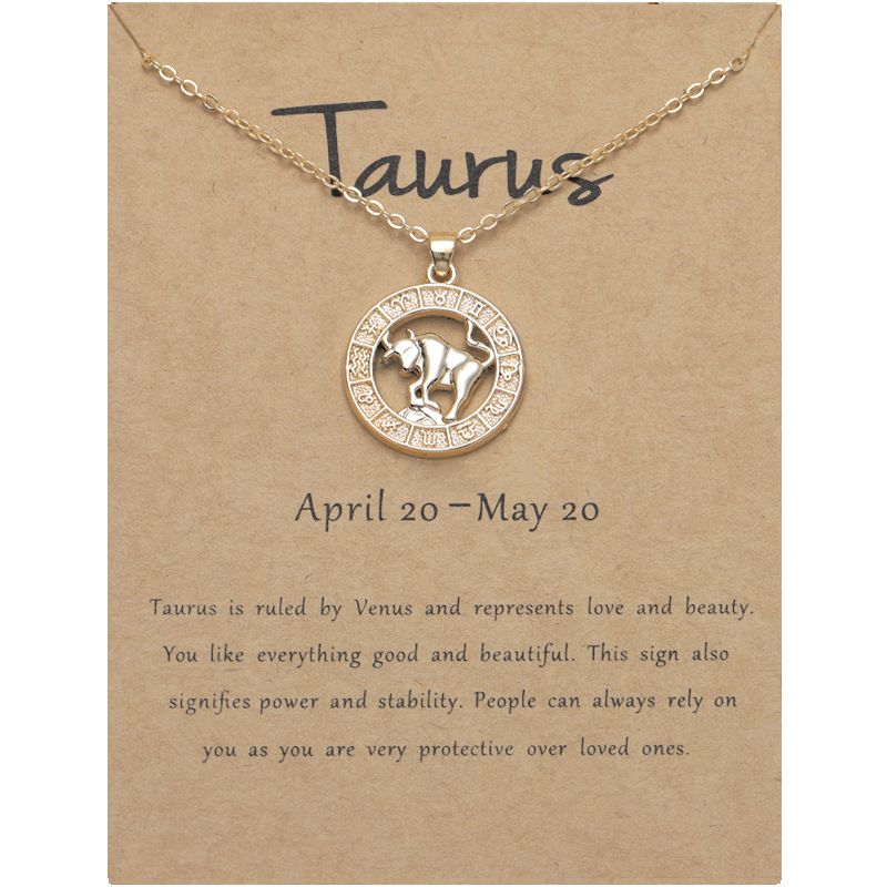 Zodiac Signs CZ Charm Gold Color Necklace for Everyday Wear