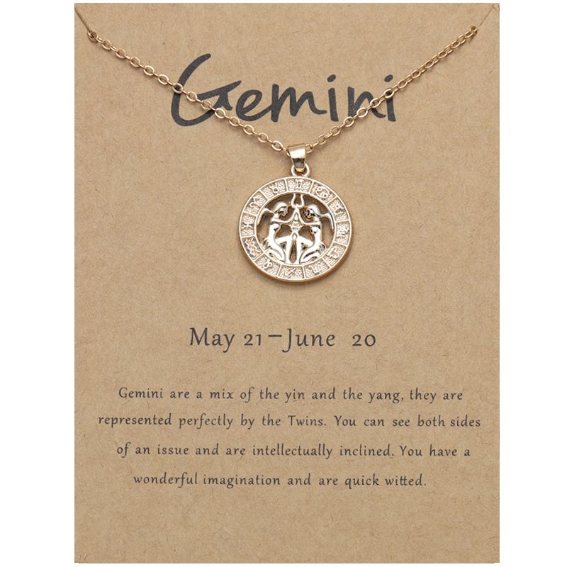 Zodiac Signs CZ Charm Gold Color Necklace for Everyday Wear