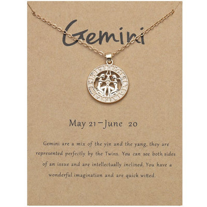 Zodiac Signs CZ Charm Gold Color Necklace for Everyday Wear