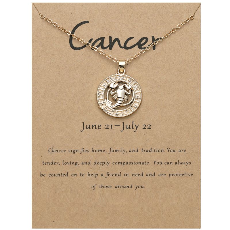 Zodiac Signs CZ Charm Gold Color Necklace for Everyday Wear