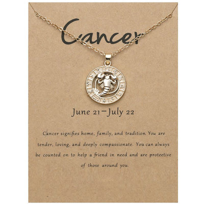 Zodiac Signs CZ Charm Gold Color Necklace for Everyday Wear