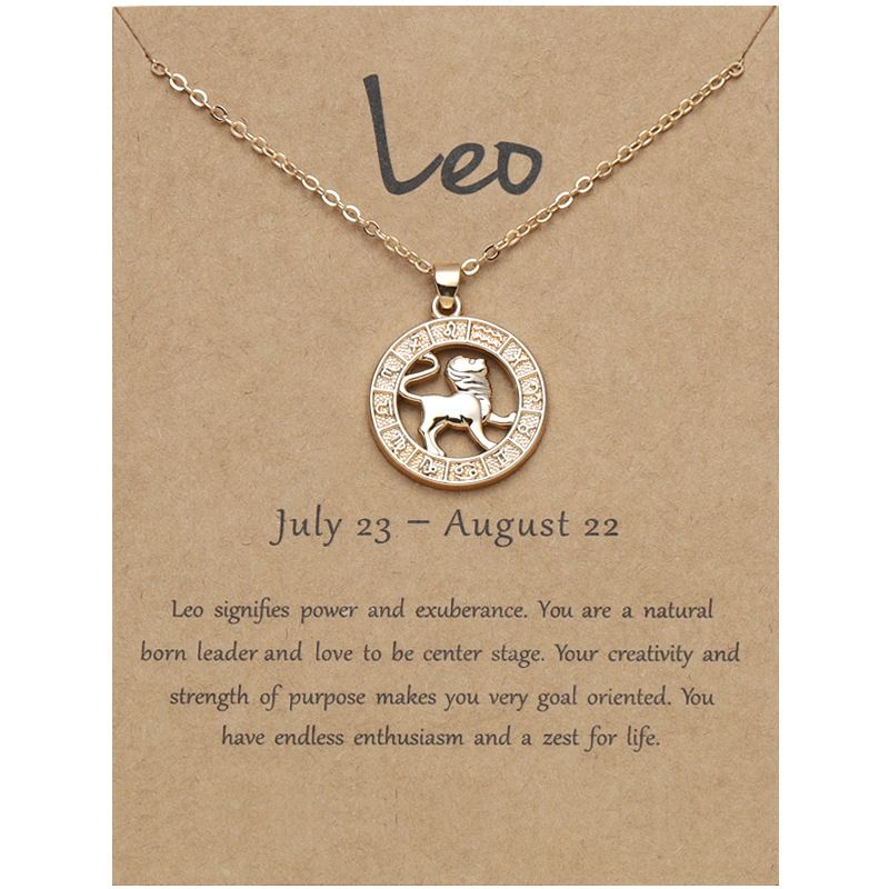 Zodiac Signs CZ Charm Gold Color Necklace for Everyday Wear