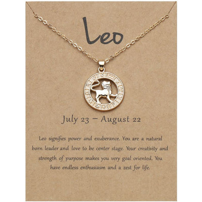 Zodiac Signs CZ Charm Gold Color Necklace for Everyday Wear