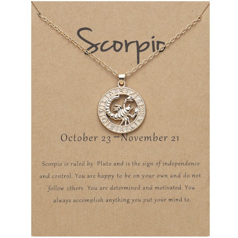 Zodiac Signs CZ Charm Gold Color Necklace for Everyday Wear