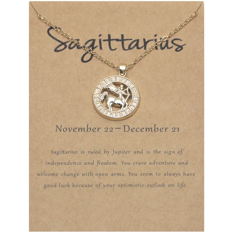 Zodiac Signs CZ Charm Gold Color Necklace for Everyday Wear