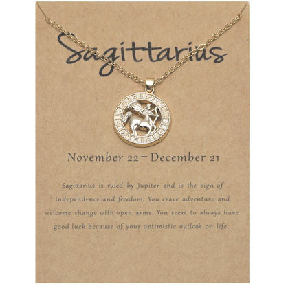 Zodiac Signs CZ Charm Gold Color Necklace for Everyday Wear