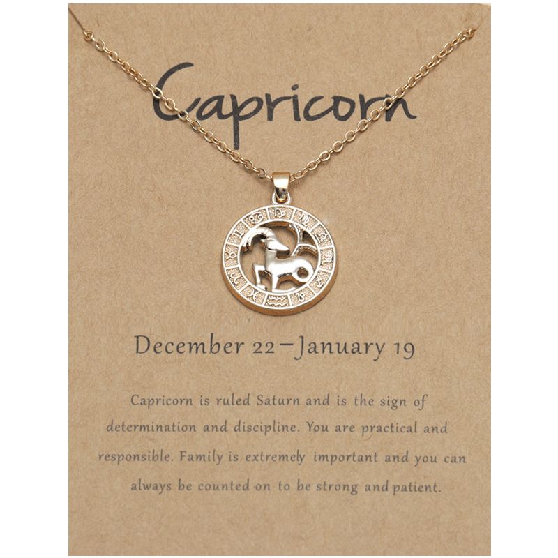 Zodiac Signs CZ Charm Gold Color Necklace for Everyday Wear