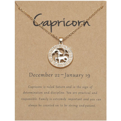 Zodiac Signs CZ Charm Gold Color Necklace for Everyday Wear