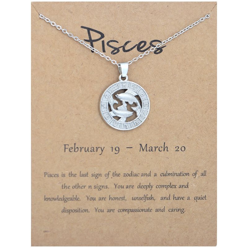 Zodiac Signs CZ Charm Silver Color Necklace for Everyday Wear
