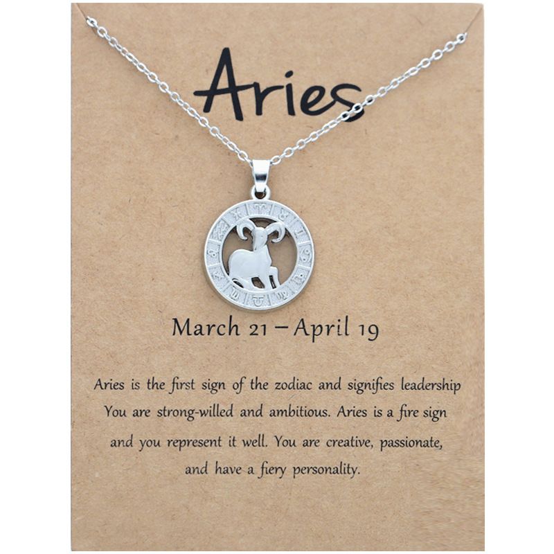 Zodiac Signs CZ Charm Silver Color Necklace for Everyday Wear