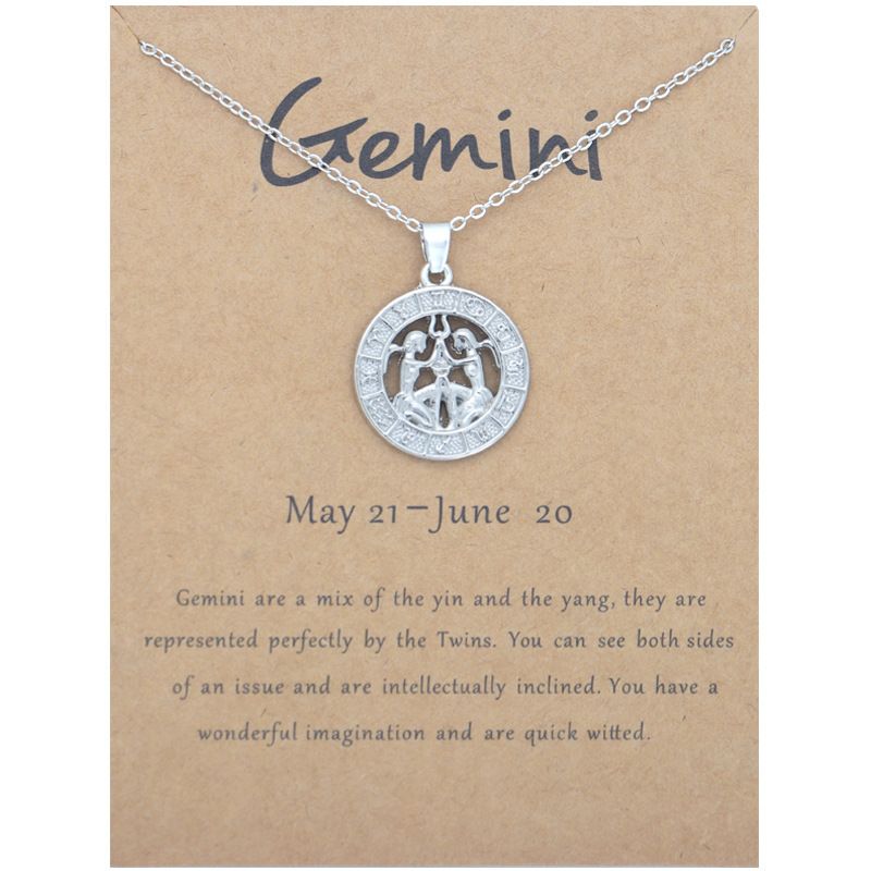 Zodiac Signs CZ Charm Silver Color Necklace for Everyday Wear