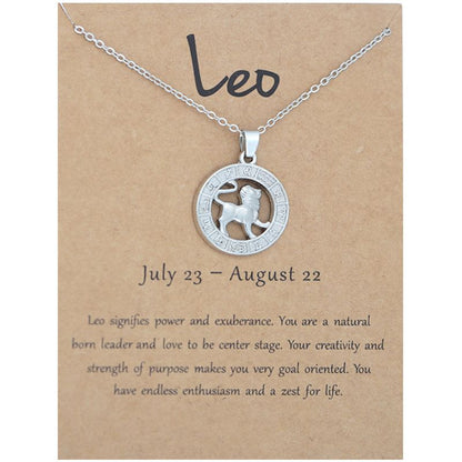 Zodiac Signs CZ Charm Silver Color Necklace for Everyday Wear