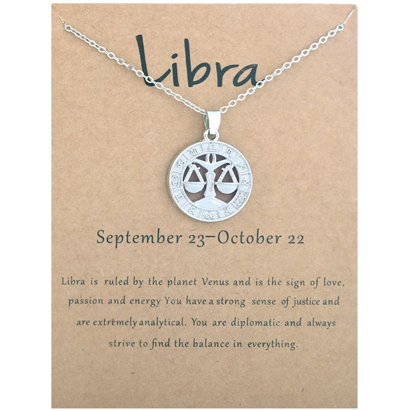 Zodiac Signs CZ Charm Silver Color Necklace for Everyday Wear