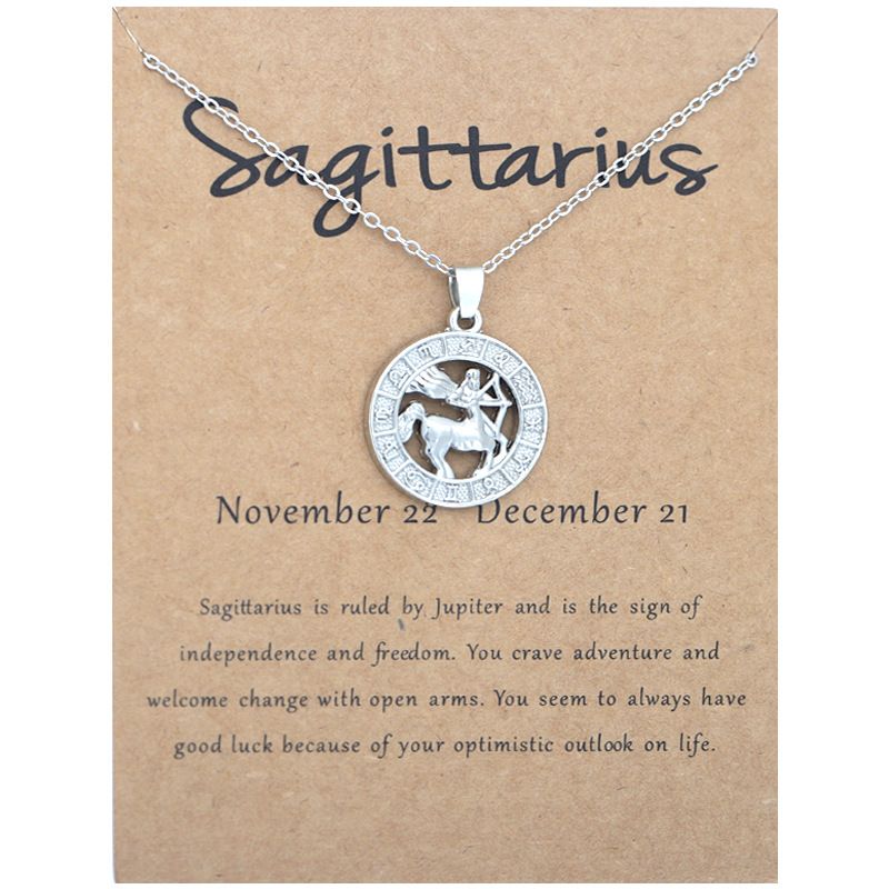 Zodiac Signs CZ Charm Silver Color Necklace for Everyday Wear