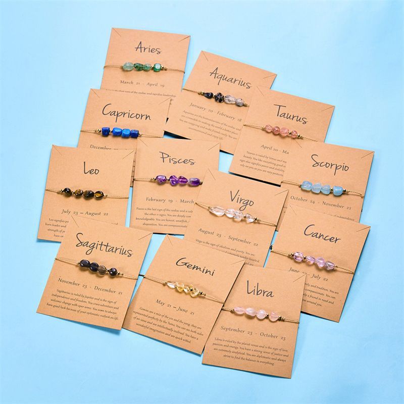 Zodiac Signs Nugget Stone Bracelets for Everyday Wear