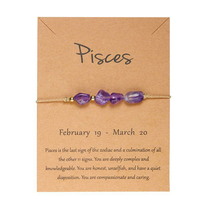 Zodiac Signs Nugget Stone Bracelets for Everyday Wear