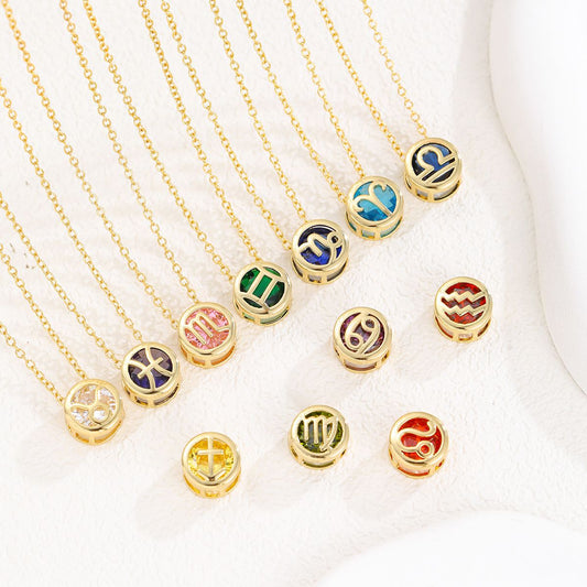 Zodiac Signs CZ Spacer Finding for DIY Jewelry Making 11x11m